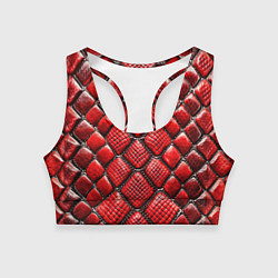 Женский спортивный топ Змеиная объемная текстурная красная кожа