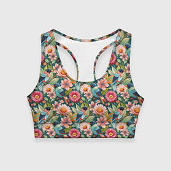 Женский спортивный топ Тропические птицы в цветах