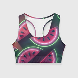 Топик спортивный женский Дольки арбуза неон, цвет: 3D-принт