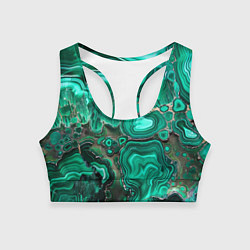 Топик спортивный женский Малахит - зеленая текстура минерала, цвет: 3D-принт