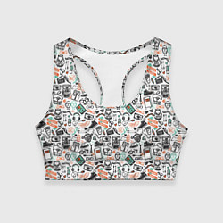 Топик спортивный женский Дудл хипстер, цвет: 3D-принт