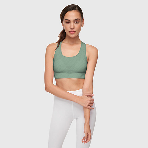 Женский спортивный топ Текстура пыльно-зелёный однотонный / 3D-принт – фото 3