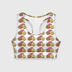 Женский спортивный топ Пончики-фастфуд паттерн