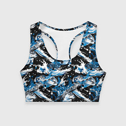 Женский спортивный топ Выдры в речке на волнах - паттерн