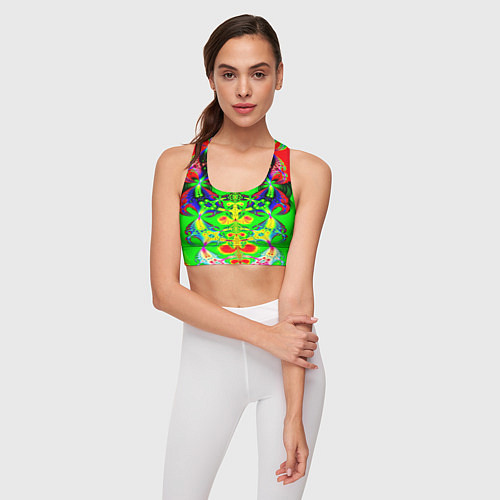 Женский спортивный топ Оптический фрактал кислота / 3D-принт – фото 3