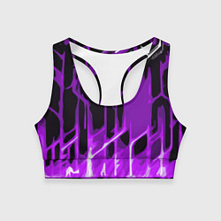 Топик спортивный женский Abstract purple stripes on a black background, цвет: 3D-принт