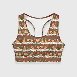 Женский спортивный топ Капибары на Новый год и Рождество зимой