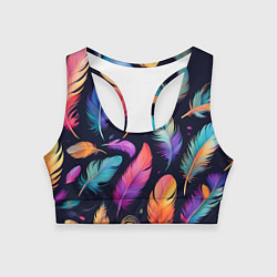 Женский спортивный топ Разноцветные переливающиеся перья