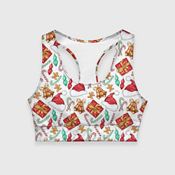 Женский спортивный топ Новогодний паттерн 2025