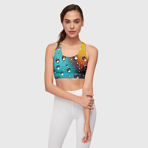 Женский спортивный топ Крупные капли на цветном фоне / 3D-принт – фото 3
