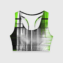 Женский спортивный топ Зелёно-чёрный гранж на белом фоне