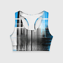 Женский спортивный топ Сине-чёрный гранж на белом фоне