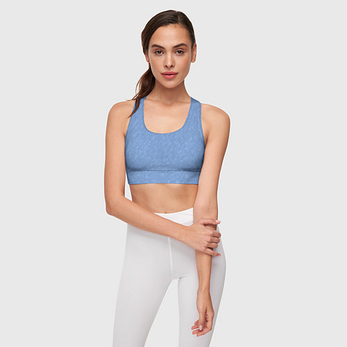 Женский спортивный топ Холодный голубой текстурированный однотонный / 3D-принт – фото 3