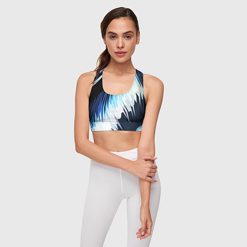 Женский спортивный топ Бело-синие острые полосы / 3D-принт – фото 3