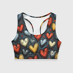 Женский спортивный топ Разноцветные сердца