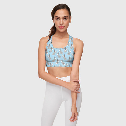 Женский спортивный топ Заяц со снежинками / 3D-принт – фото 3