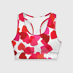 Топик спортивный женский Сердца россыпь, цвет: 3D-принт
