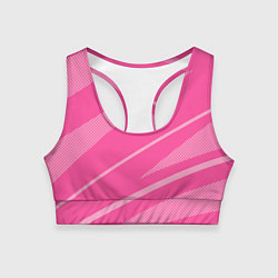 Топик спортивный женский Розовый однотонный абстракция с полосой, цвет: 3D-принт