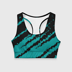 Топик спортивный женский The color is black and light blue, цвет: 3D-принт