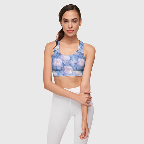 Женский спортивный топ Цветы в туманности / 3D-принт – фото 3