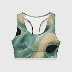 Женский спортивный топ Лазурная слизь на черном текстура