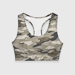 Топик спортивный женский Песочный камуфляж, цвет: 3D-принт