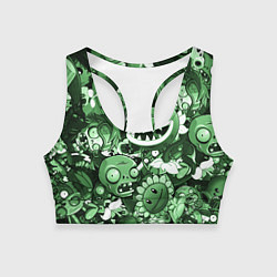 Женский спортивный топ Растения против зомби в зеленом цвете