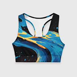 Топик спортивный женский Синяя волна из красок, цвет: 3D-принт