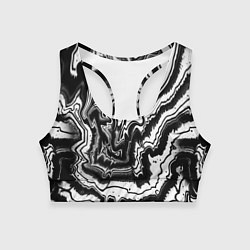 Женский спортивный топ Закрученные волны - чб абстракция