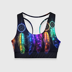 Женский спортивный топ Ловцы снов - свечение перьев