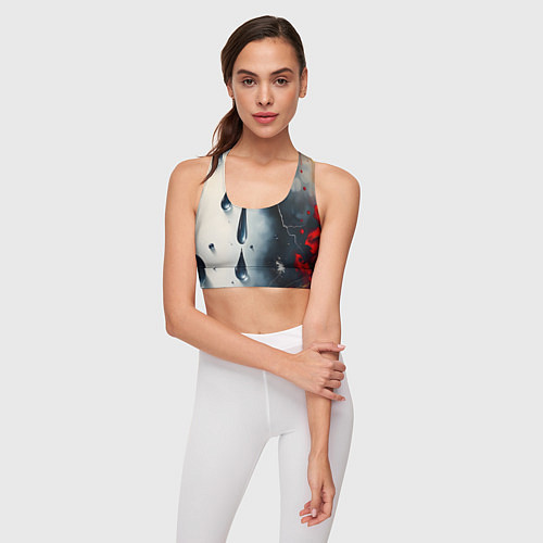 Женский спортивный топ Сюрреалистичная абстракция с каплями / 3D-принт – фото 3