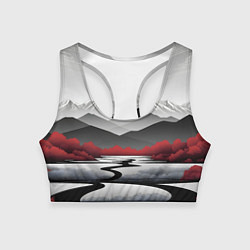 Топик спортивный женский Белые горы и красные деревья, цвет: 3D-принт