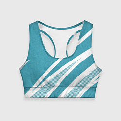 Женский спортивный топ Бело-голубой абстракция с полосами