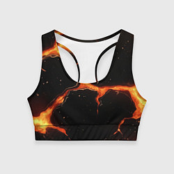 Женский спортивный топ Оранжевый разлом на черной текстуре