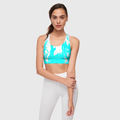 Женский спортивный топ Голубой огонь текстура / 3D-принт – фото 3