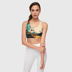 Топик спортивный женский Сюрреалистичный пейзаж с цветами, цвет: 3D-принт — фото 2