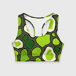 Женский спортивный топ Зеленая абстракция с кругами
