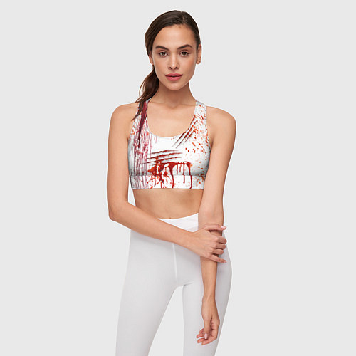 Женский спортивный топ Кровь с царапинами заляпанная / 3D-принт – фото 3