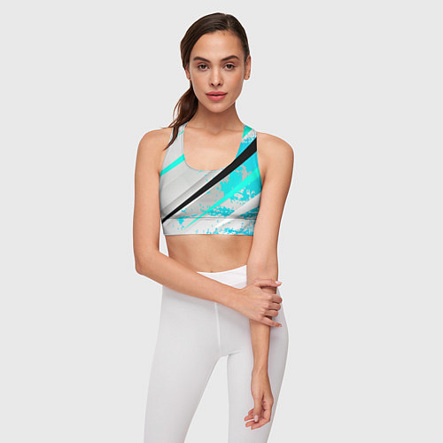 Женский спортивный топ Color white light blue / 3D-принт – фото 3
