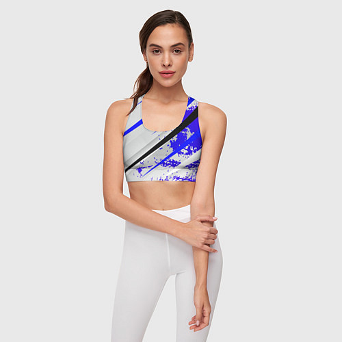 Женский спортивный топ Color white blue / 3D-принт – фото 3