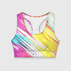 Женский спортивный топ Брызги краски на белом фоне