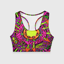 Топик спортивный женский Кислотные грибы оптические, цвет: 3D-принт