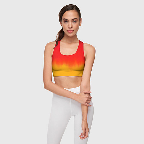Женский спортивный топ Абстракция с красным и желтым / 3D-принт – фото 3