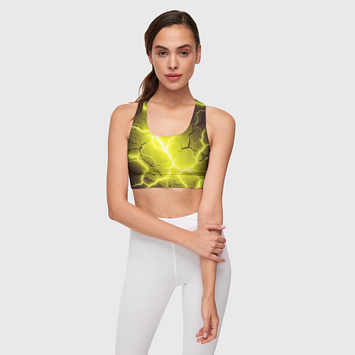 Женский спортивный топ Color yellow black / 3D-принт – фото 3