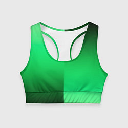 Топик спортивный женский Чёрно-зелёный градиент пополам, цвет: 3D-принт