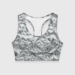 Женский спортивный топ Серебряная фольга - мятая текстура