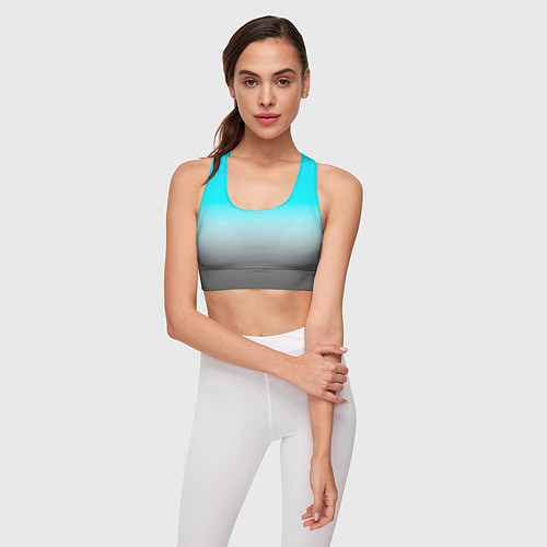 Женский спортивный топ Серо-голубой светлый градиент / 3D-принт – фото 3