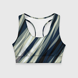 Женский спортивный топ Синий с оливковым диагональные полосы