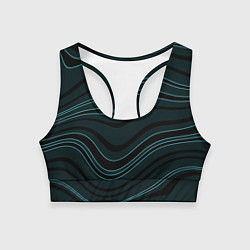 Топик спортивный женский Тёмный синий волнистые полосы, цвет: 3D-принт