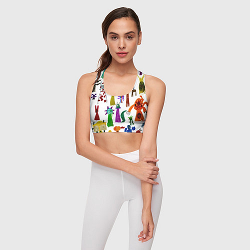 Женский спортивный топ Детские рисунки героев из игры Роблокс / 3D-принт – фото 3